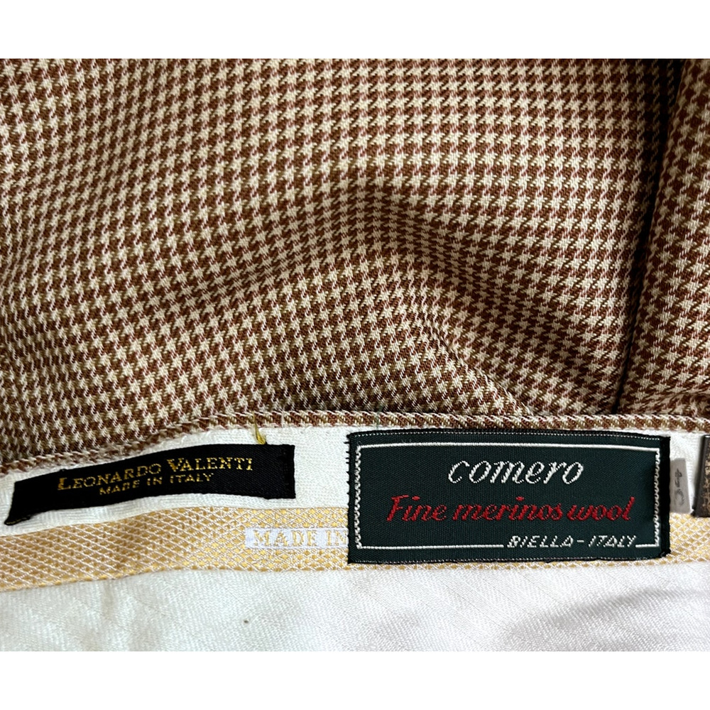 Vintage Men's Wool Leonardo Valenti Houndstooth Slacks 34 - Picture 7 of 8